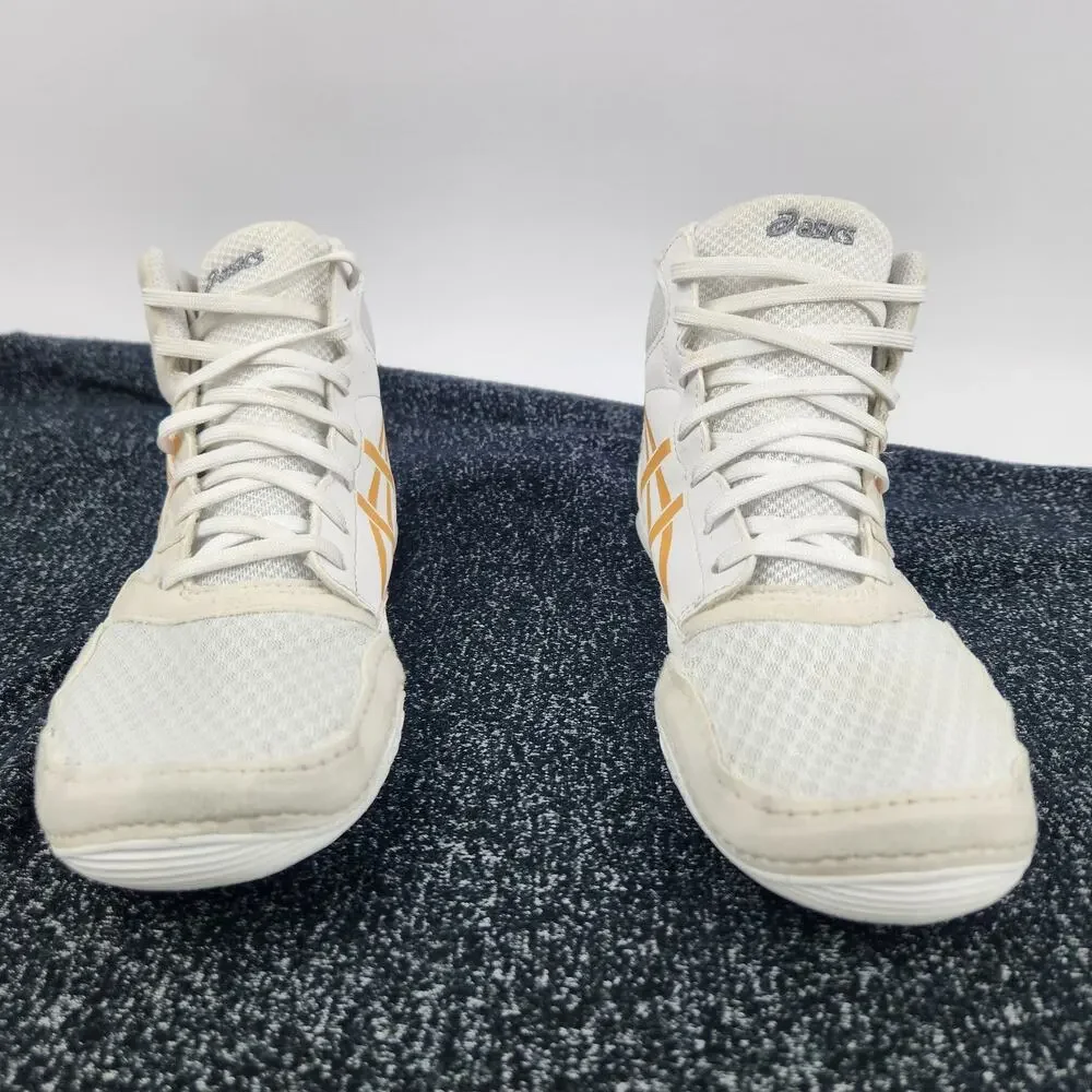 ASICS SNAPDOWN 4 (GS) 'WHITE PURE GOLD' WRESTLING SHOES SZ 4.5